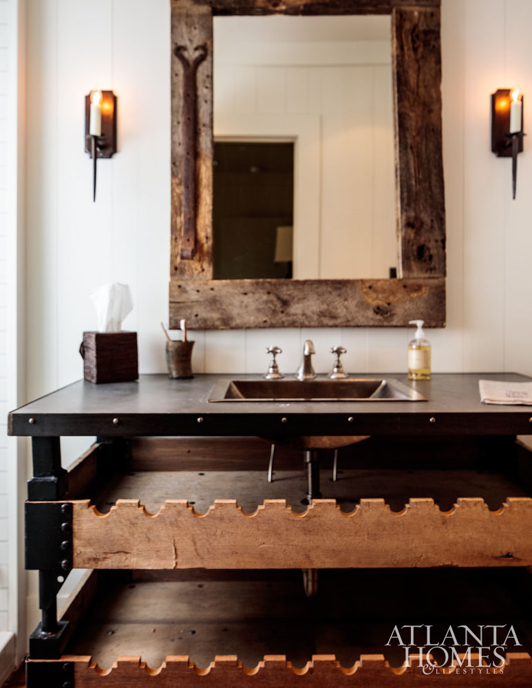 hunting lodge bathroom - As the school year winds down, that's when we start to imagine ourselves in a charming getaway. It has us ready for bonfires, oyster roasts, long days of kayaking -and, of course, an interior with lots and lots of wood.