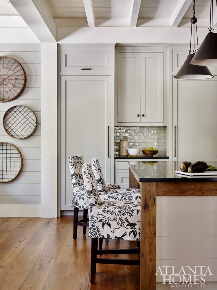 Lake Keowee kitchen.| So, sure, houses are made for all seasons, but this fabulous Lake Keowee Cottage, designed by Architect Timothy S. Adams and Westbrook Interiors in this month's Atlanta Homes & Lifestyles,  just feels like fall to us. 