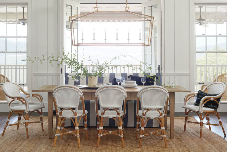 coastal dining room from Serena & lily with Riviera chairs