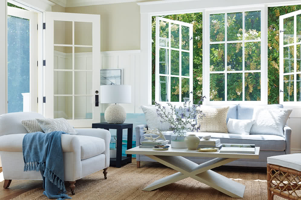 Serena & lily - blue and white- coastal living room