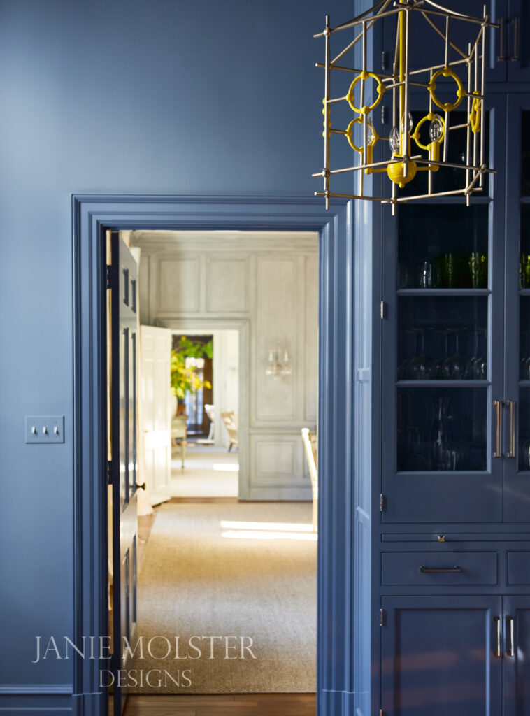 butler's pantry in dark blue in Georgian house