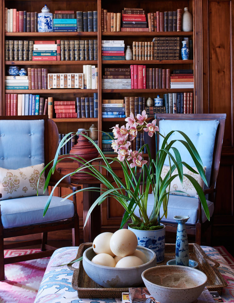 Mark D. Sikes bookcase in library