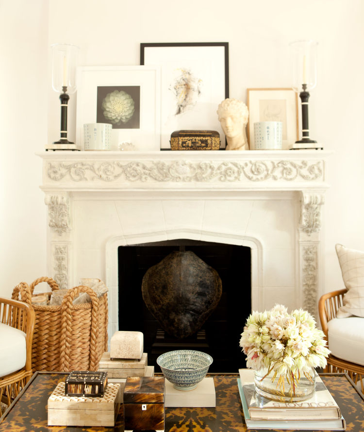 Mark D. Sikes fireplace in living room