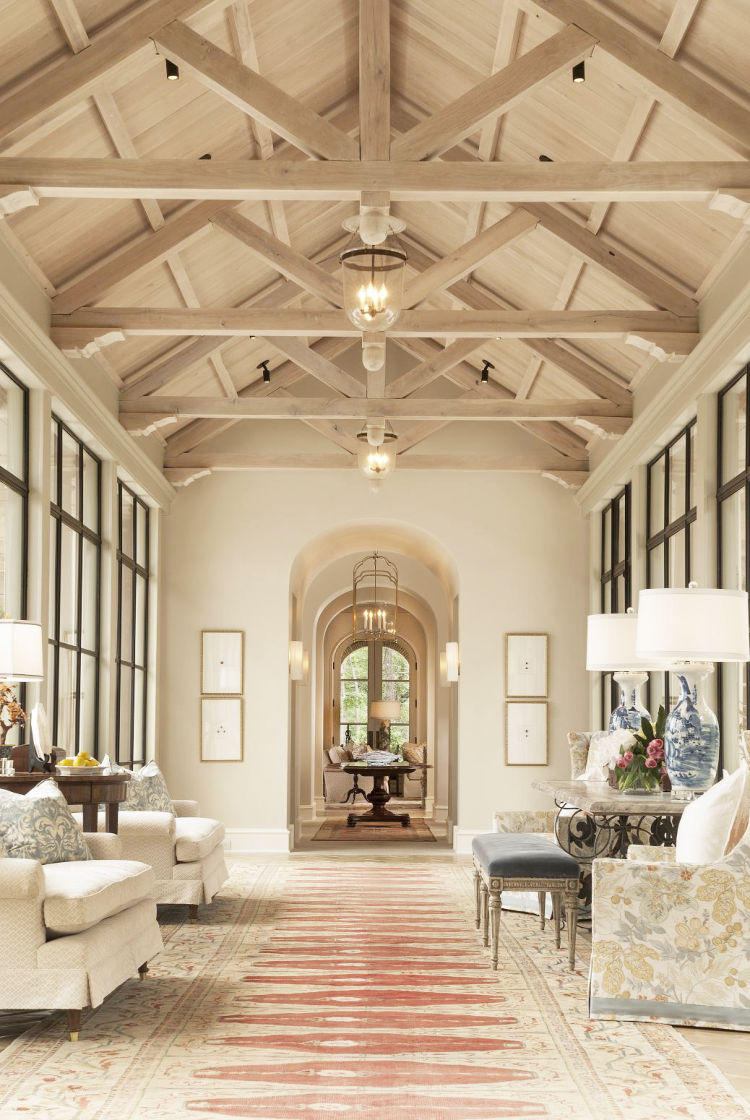 blonde wood vaulted ceiling in living groom -Light, bright and airy... Blonde wood interiors do have more fun! They make everything warmer and a little more inviting! Jenkins interiors - nathan schroder photography