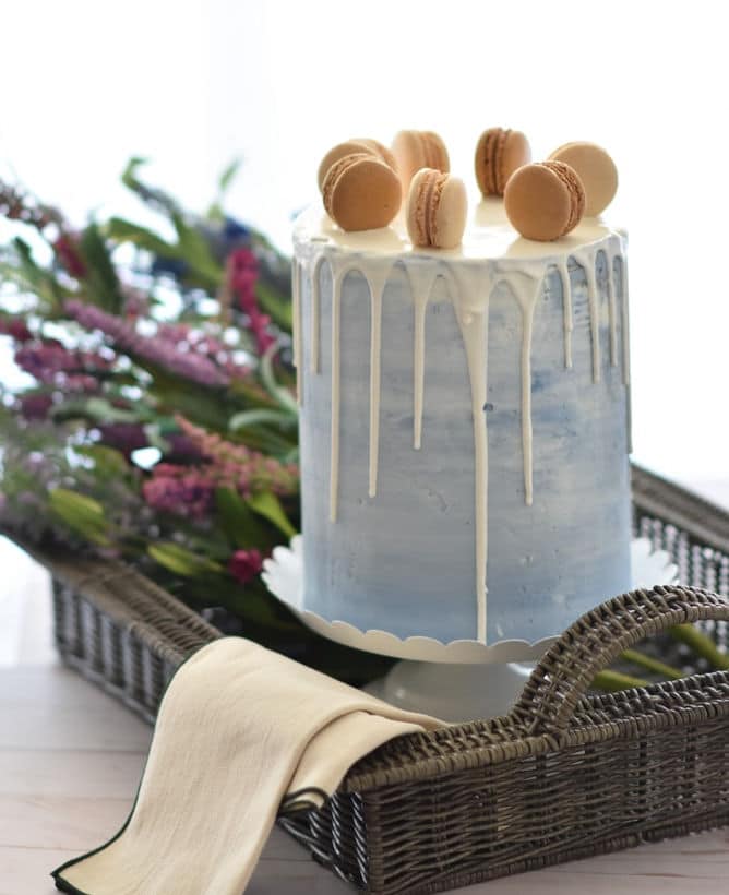 Blue and white cake