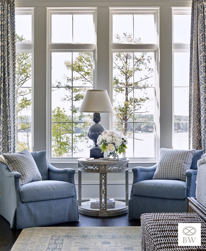 Blue and white
