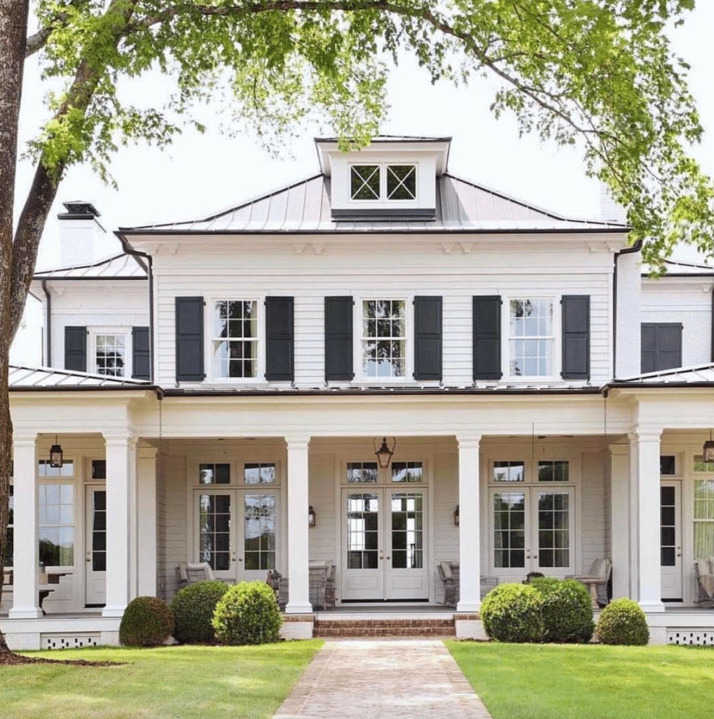 white clapboard house with curb appeal Barbara Westbrook interiors Stephen Fuller architect