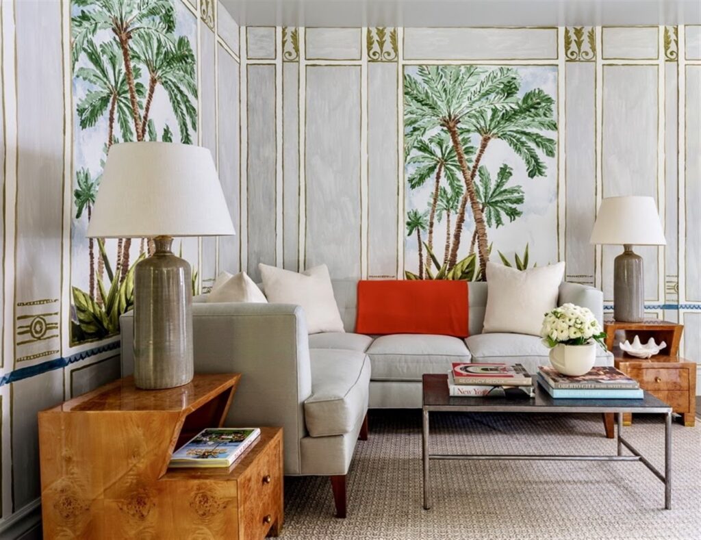 Brady design Living room in blue and white