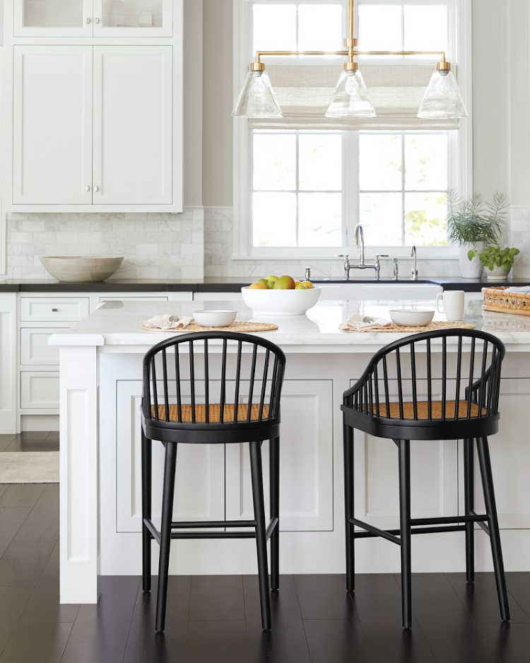Serena & lily kitchen with island with barstools