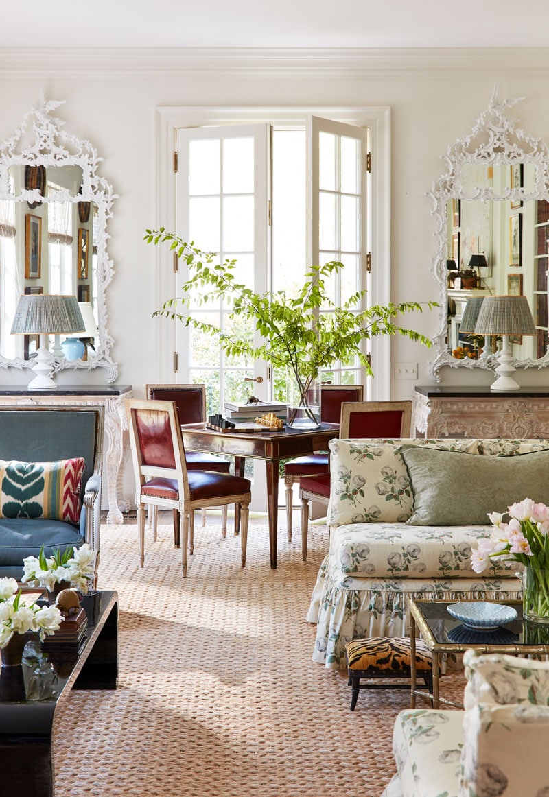 Caroline Gidiere blue and white and green living room