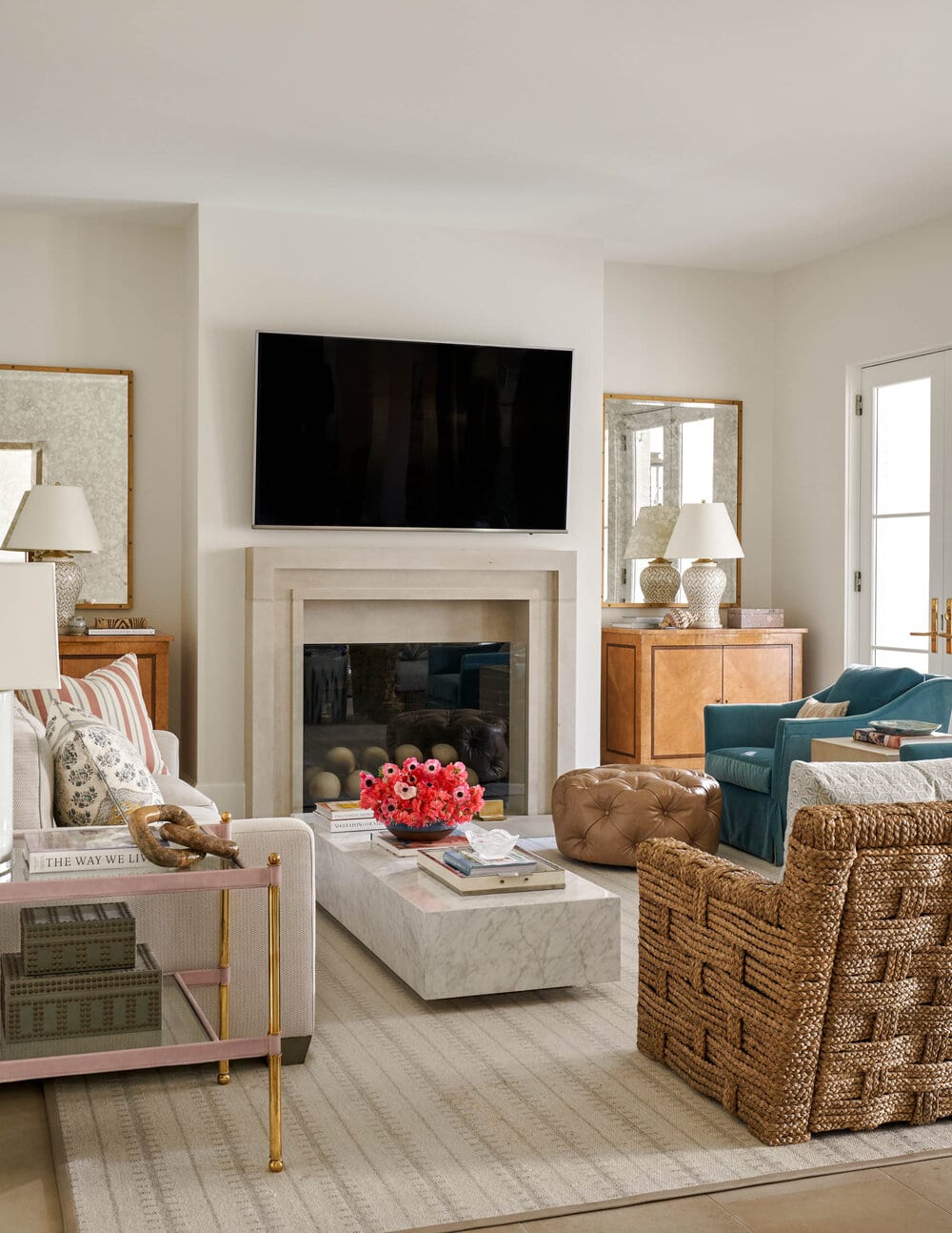 Mary Beth Wagner Interior Design - Nathan Schroder Photography - living room - - living room decor - living room design - living room remodel - tv over the mantel