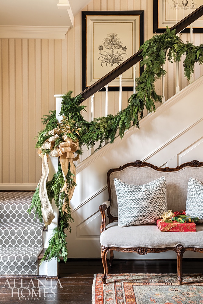 Beth Erin Designed Buckhead home entry -Beth Erin Designed Buckhead home curb appeal white brickAtlanta Homes & Lifestyles Beth Ervin Interior Design Norman Askins Architect Jeff Herr Photography Jonathan Bussell Landscape Design The halls are decked and the garland is hung in this gorgeous Beth Ervin stunning home perfect for entertaining. Take a peek!