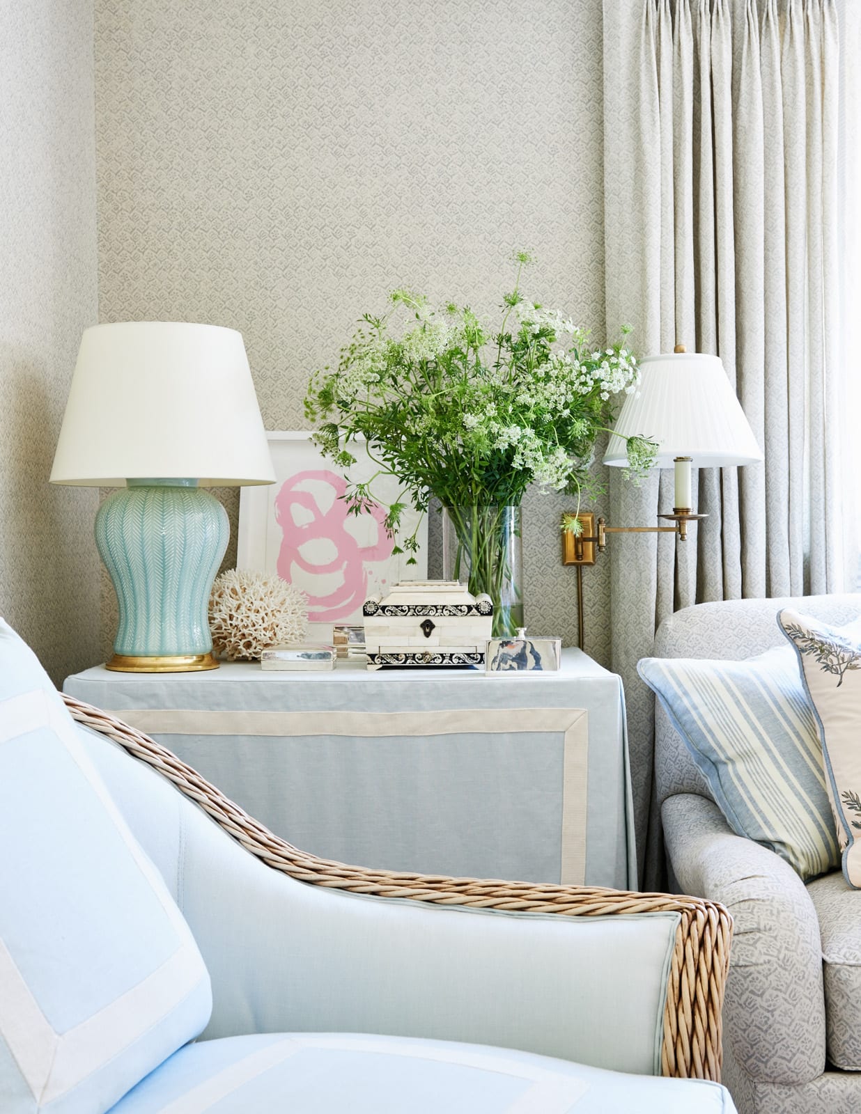 blue and white with Mark D Sikes