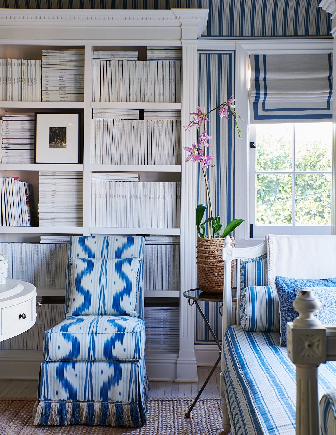 blue and white with Mark D Sikes