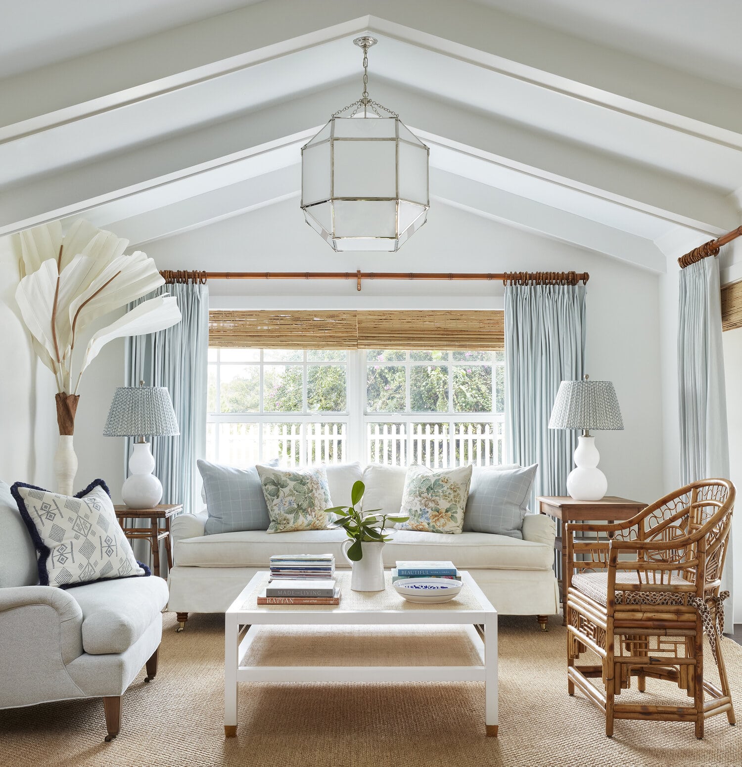 Blue and white living room
