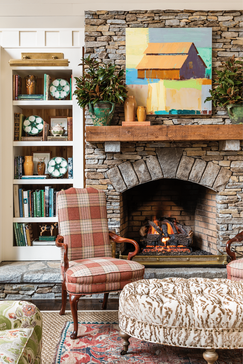 James Farmer living room stone fireplace