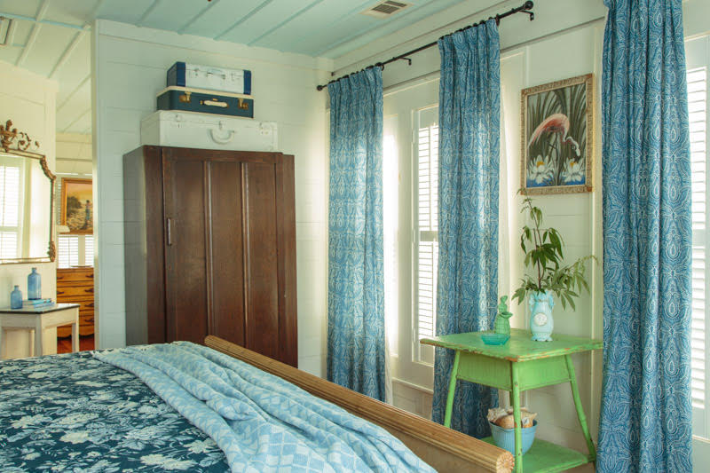 blue and white bedroom