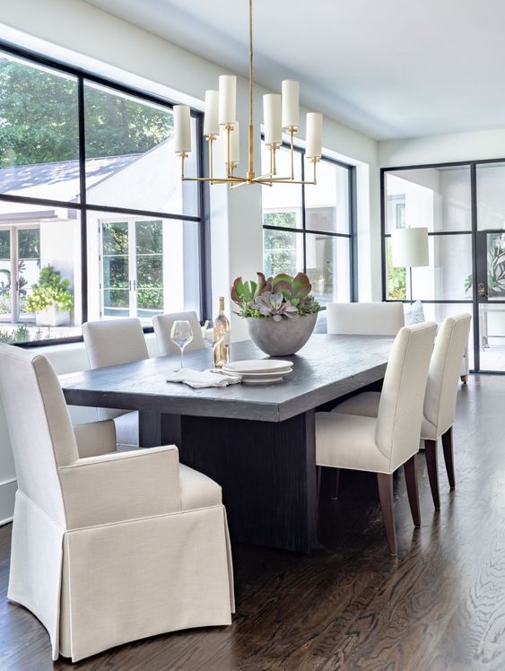 riors | Jeff Herr Photography dining room with steel windows