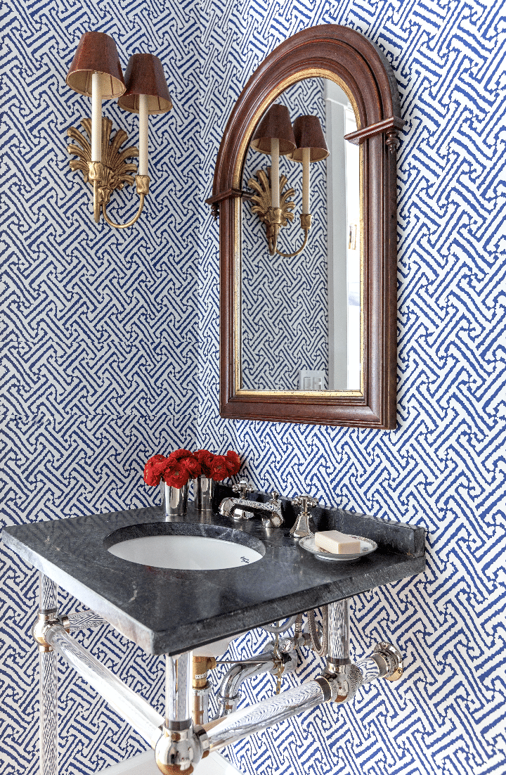 Gainesville, Fl Interior Designer: Kerry Spears Photography: Jessie Preza (FL) Professional Styling: Olga Naiman (NY) blue and white bathroom