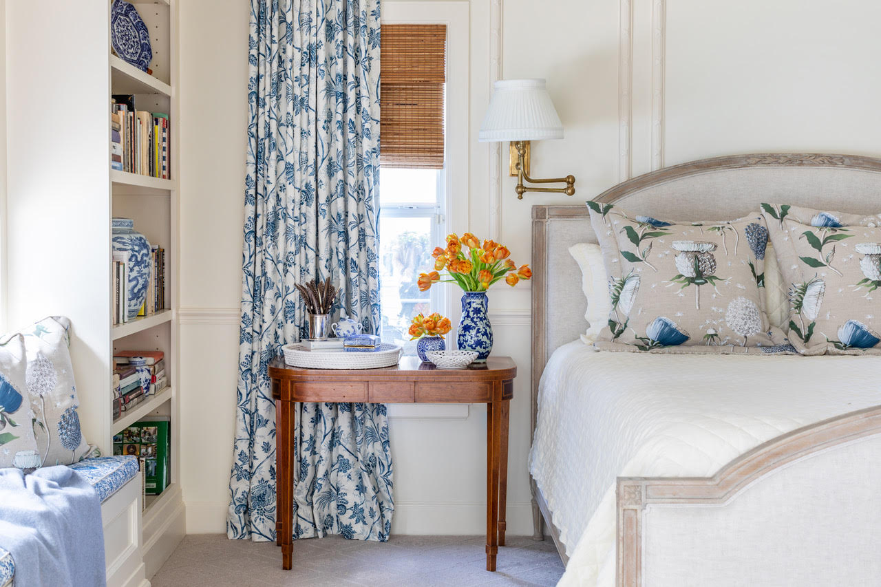 Gainesville, Fl Interior Designer: Kerry Spears Photography: Jessie Preza (FL) Professional Styling: Olga Naiman (NY) blue and white bedroom