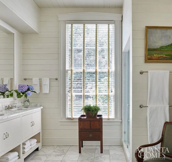 Southern Sophistication - 19th Century Estate in Atlanta Homes and Lifestyles | Interiors:  Susan Lapelle, Lapelle Interiors | Landscape Design:  Carson McElheney Landscape Architecture & Design | Photography: Emily Followill bathroom
