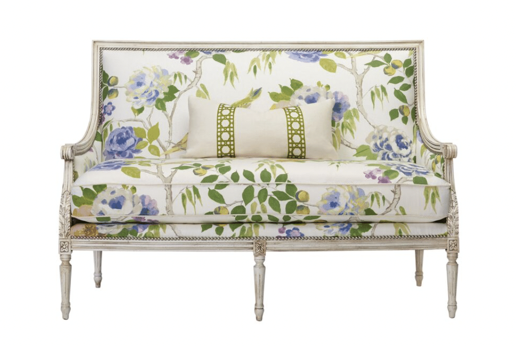 James settee - garden flowers - flower settee - fresh fabrics - flower fabric - One King Lane - pairs
