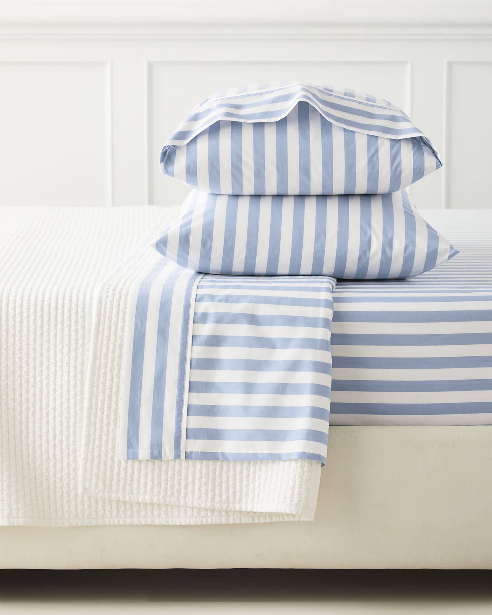 Serena & Lily sheets - blue and white - blue and white sheets - stripes