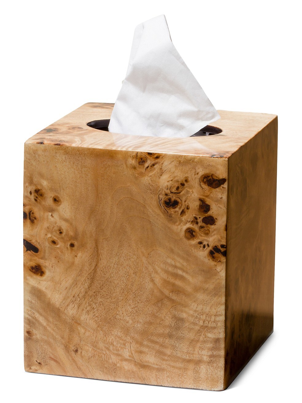 Burl Veneer Tissue Box - Saks Fifth Avenue - bathroom decor - chicly elegant