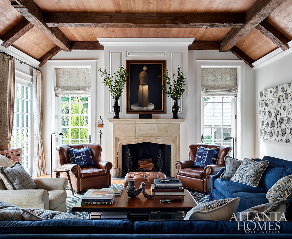 Source: Atlanta Homes & Lifestyles | Interior Design:  Jackye Lanham| Architect:  Andrew Cogar, David VanGroningen and Connor Bingham of Historical Concepts  | Photography: Emily Followill - family room - beams - wood beams