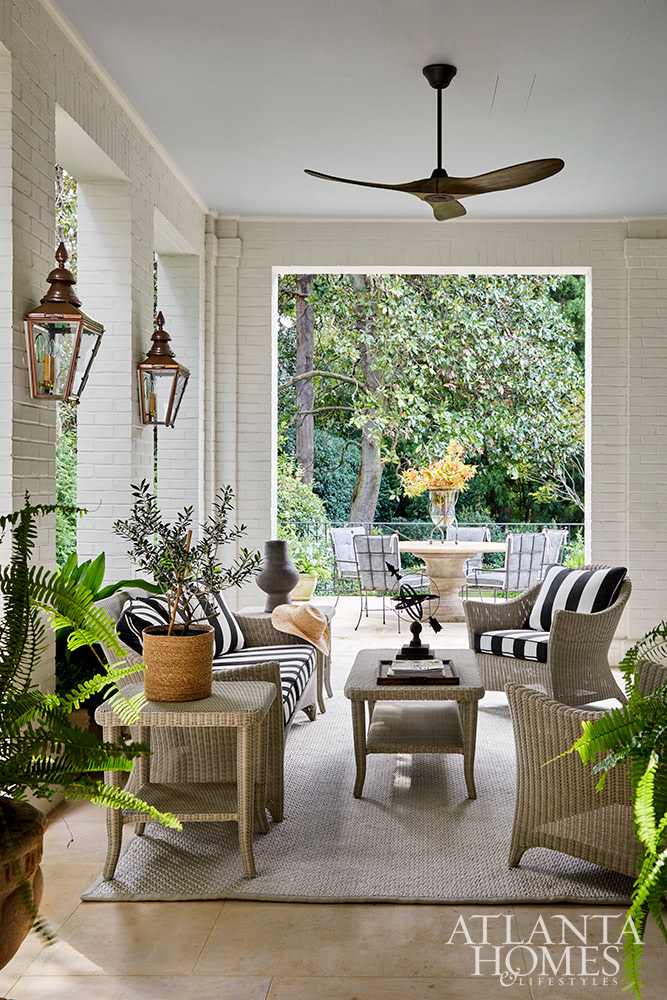 Source: Atlanta Homes & Lifestyles | Interior Design:  Jackye Lanham| Architect:  Andrew Cogar, David VanGroningen and Connor Bingham of Historical Concepts  | Photography: Emily Followill -porch - covered porch lanterns