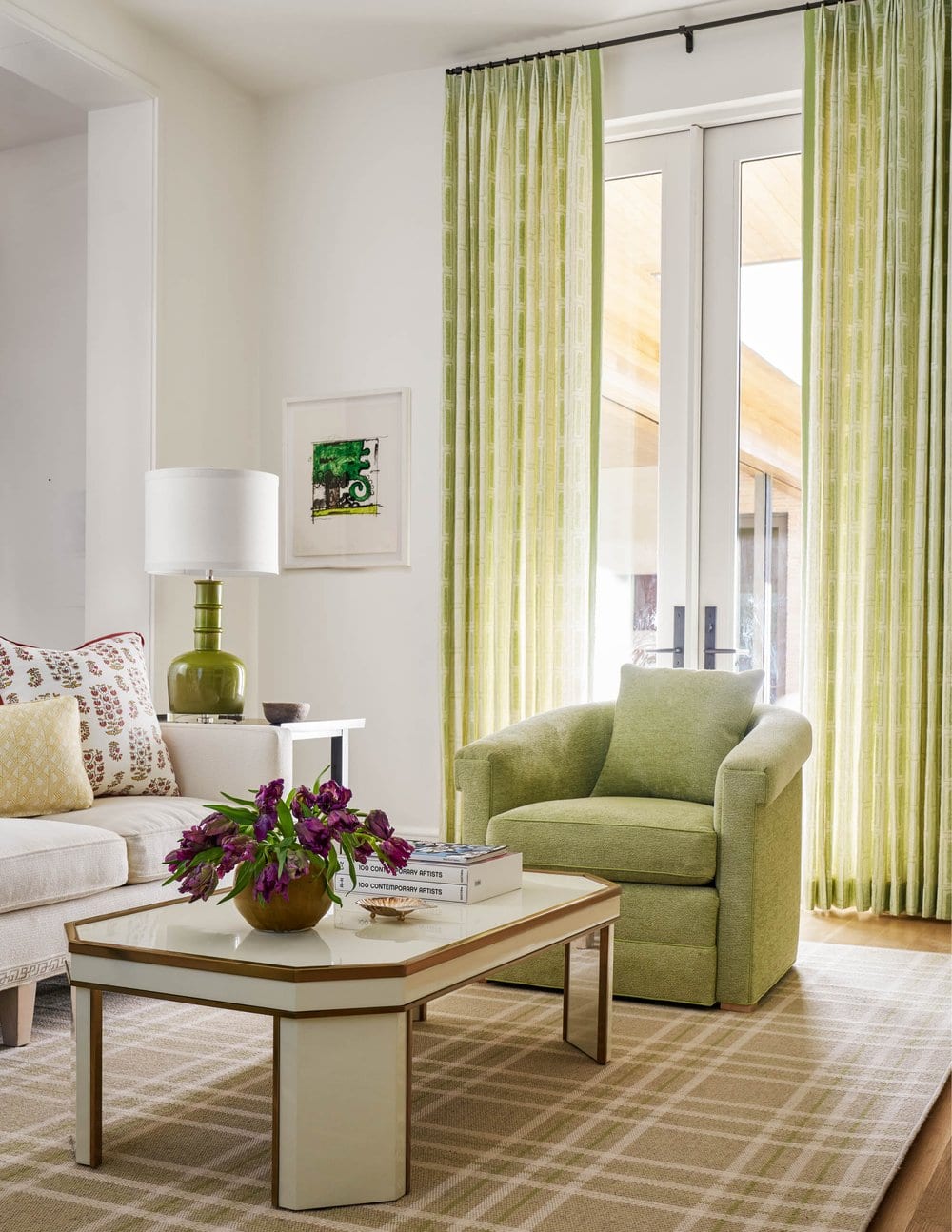 Jenkins Interiors - Nathan Schroder Photographer - family room - green and white