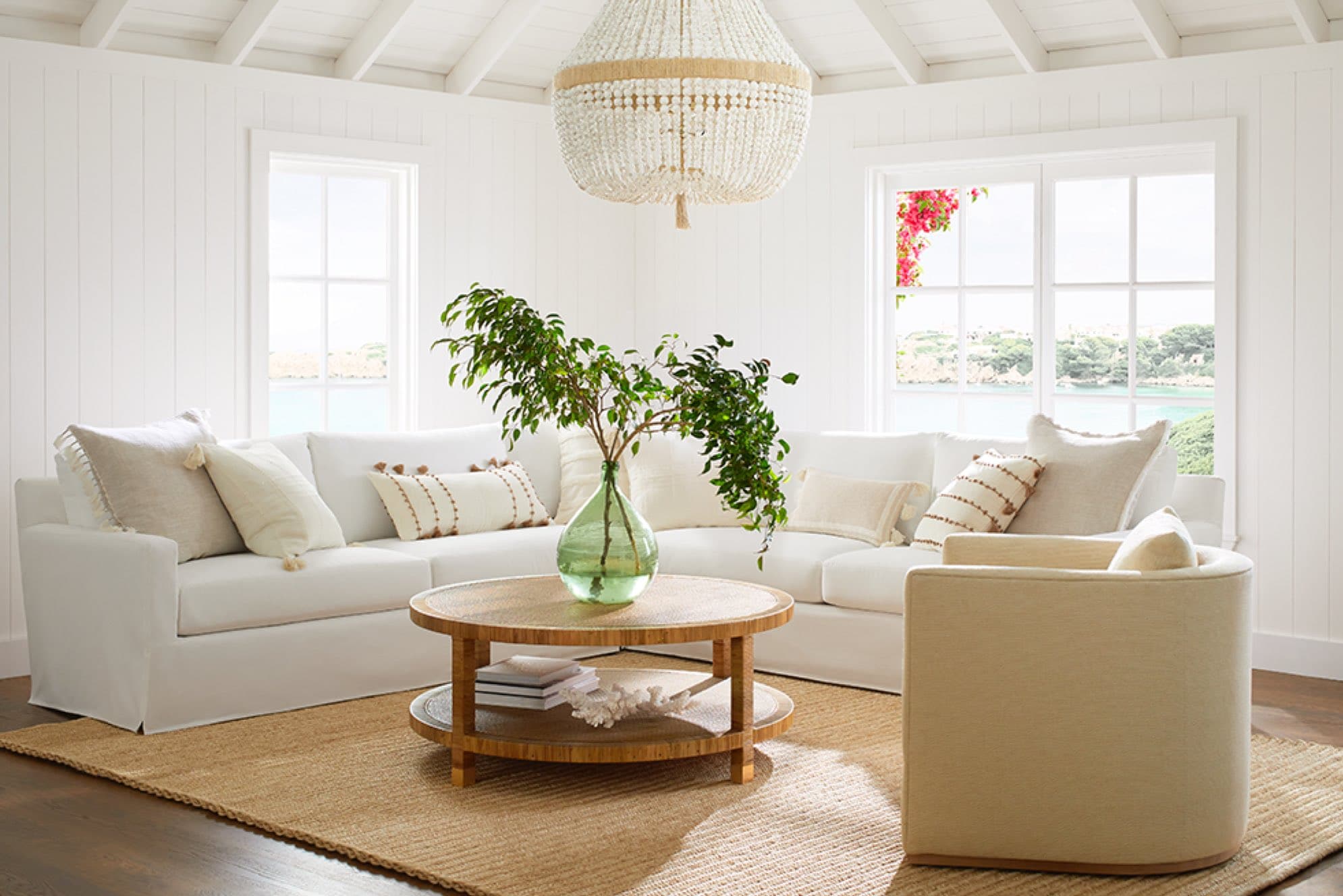 Serena & Lily living room restoration - living room design - living room decor - living room remodel - green and white