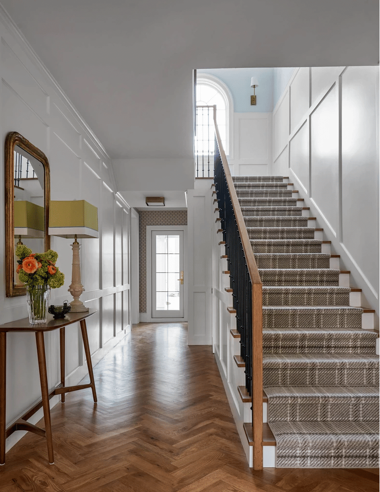 Dunbar Road Design - Nathan Schroder Photography - entry - foyer - herringbone floors