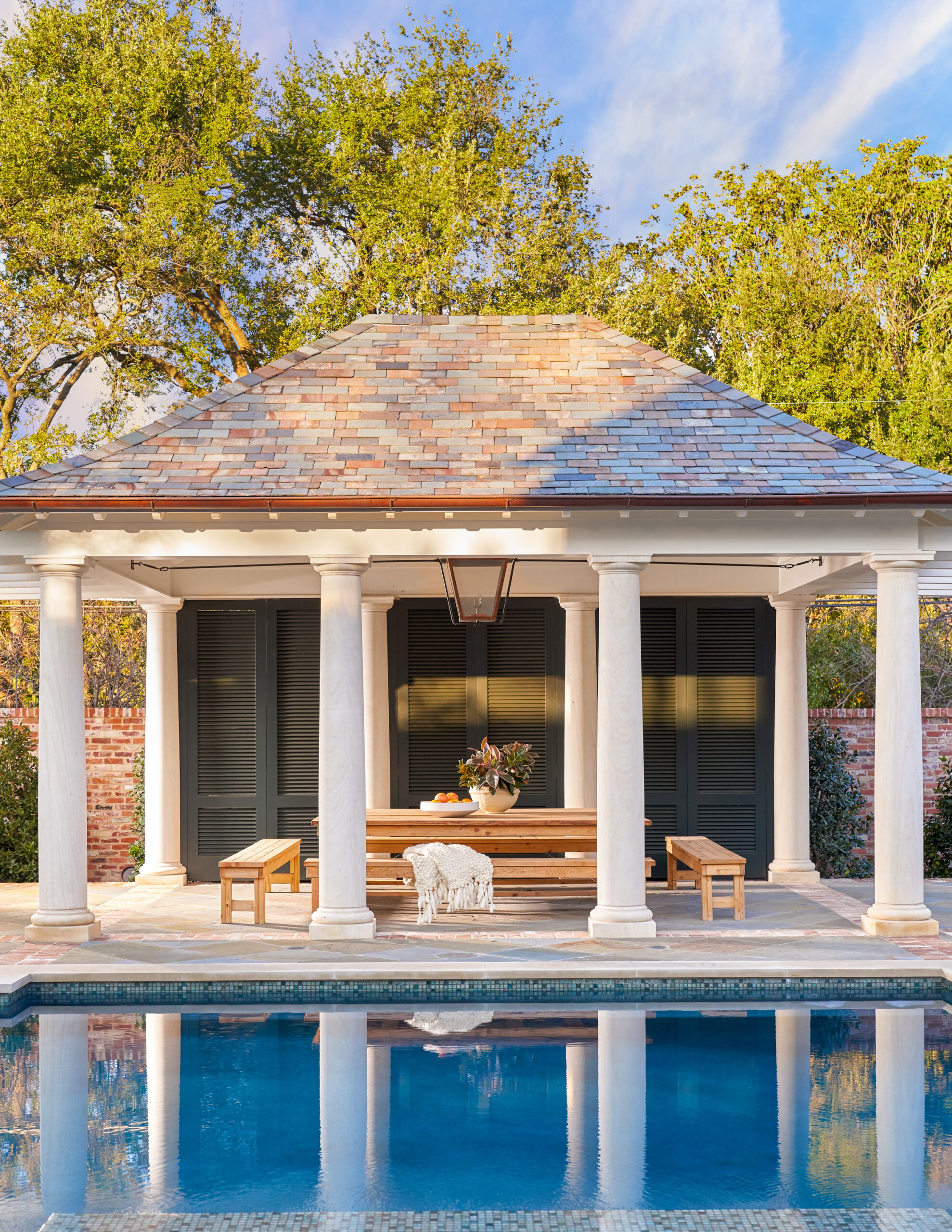 Collins Interiors, Nathan Schroder Photography, porch, porch swing, columns