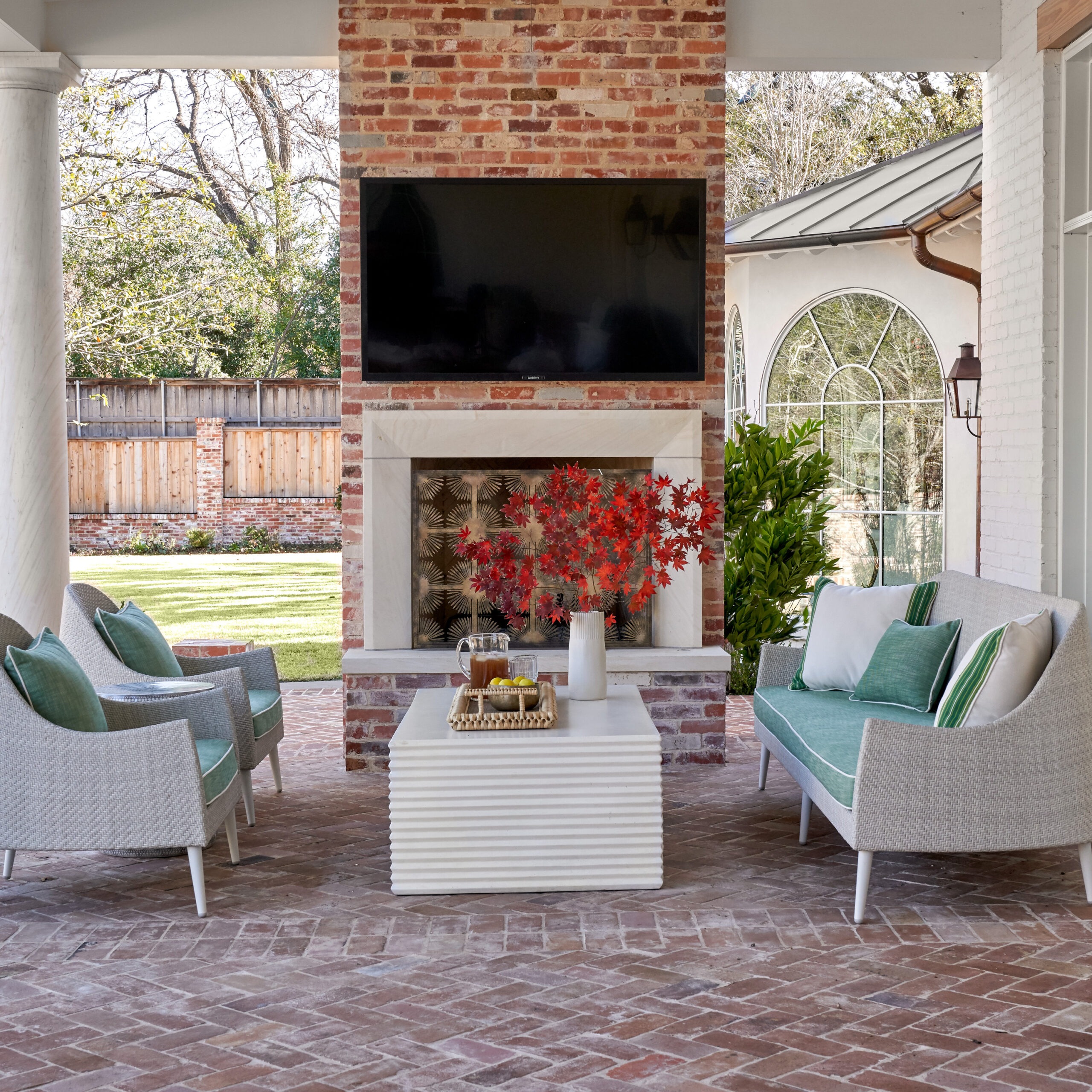 Collins Interiors, Nathan Schroder Photography, porch, porch swing, columns