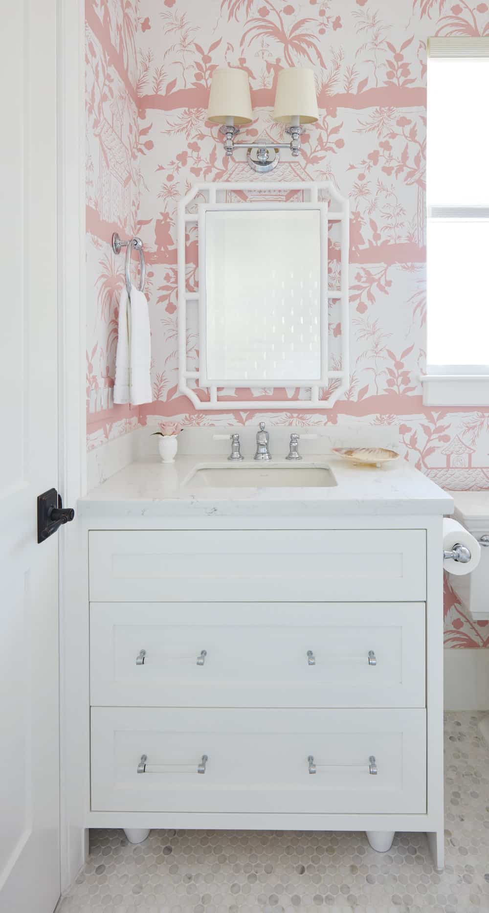  Pretty, practical and perfect for guests, the powder room is a small space that can be big on style Kara Miller Interiors work is testament to the power of packing a punch in the smallest of spaces. Brantley Photography 