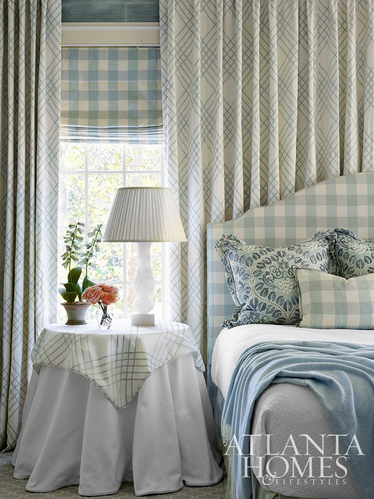 Source: Atlanta Homes & Lifestyles | Designer: Lauren Deloach | Builder: Ladisic Fine Homes | Architect: Stan Dixon | Photography: Emily Followill | bedroom | blue and white bedroom