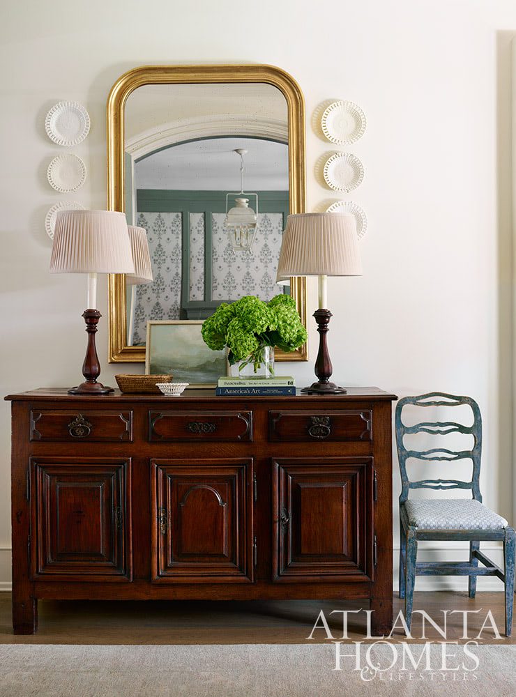 Source: Atlanta Homes & Lifestyles | Designer: Lauren Deloach | Builder: Ladisic Fine Homes | Architect: Stan Dixon | Photography: Emily Followill | blue and white living room