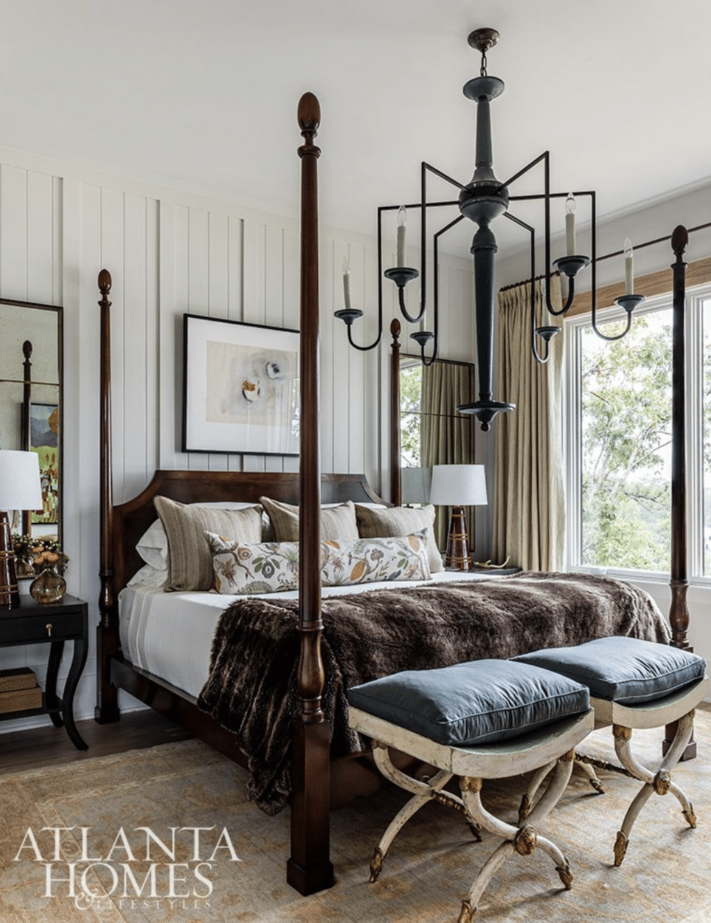 Buffy Ferguson, Elizabeth Ferguson Design. Jeff Herr Photography - primary bedroom, 4-poster bed, 