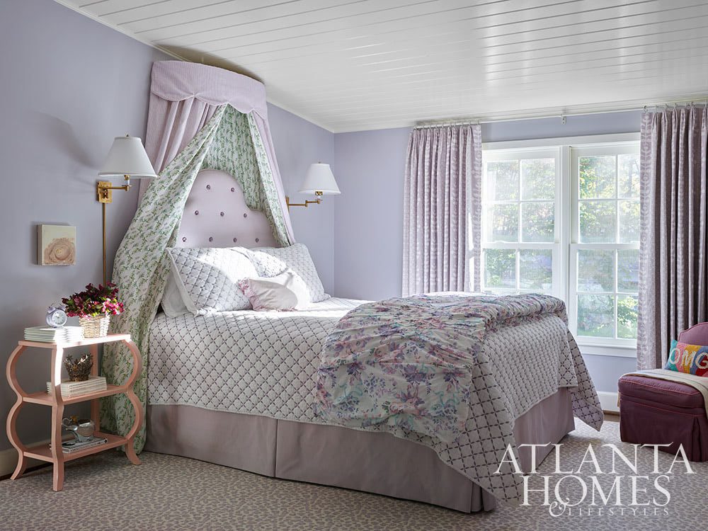 Source: Atlanta Homes & Lifestyles Magazine Photography: Emily Followill Stylist: Thea Beasley - Beautiful foyer with staircase The transformation of a 1960s ranch by Architect Norman Askins and Bradford Lowry Interiors  is a beautiful home - love the lavender bedroom with canopy bed