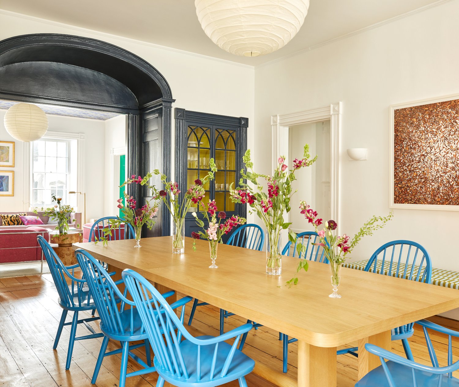 This fabulous home design by the talented Colleen Simonds Design is elegant, fresh, fun, and full of personality–everything a home for a young family should be! Emily Gilbert Photography