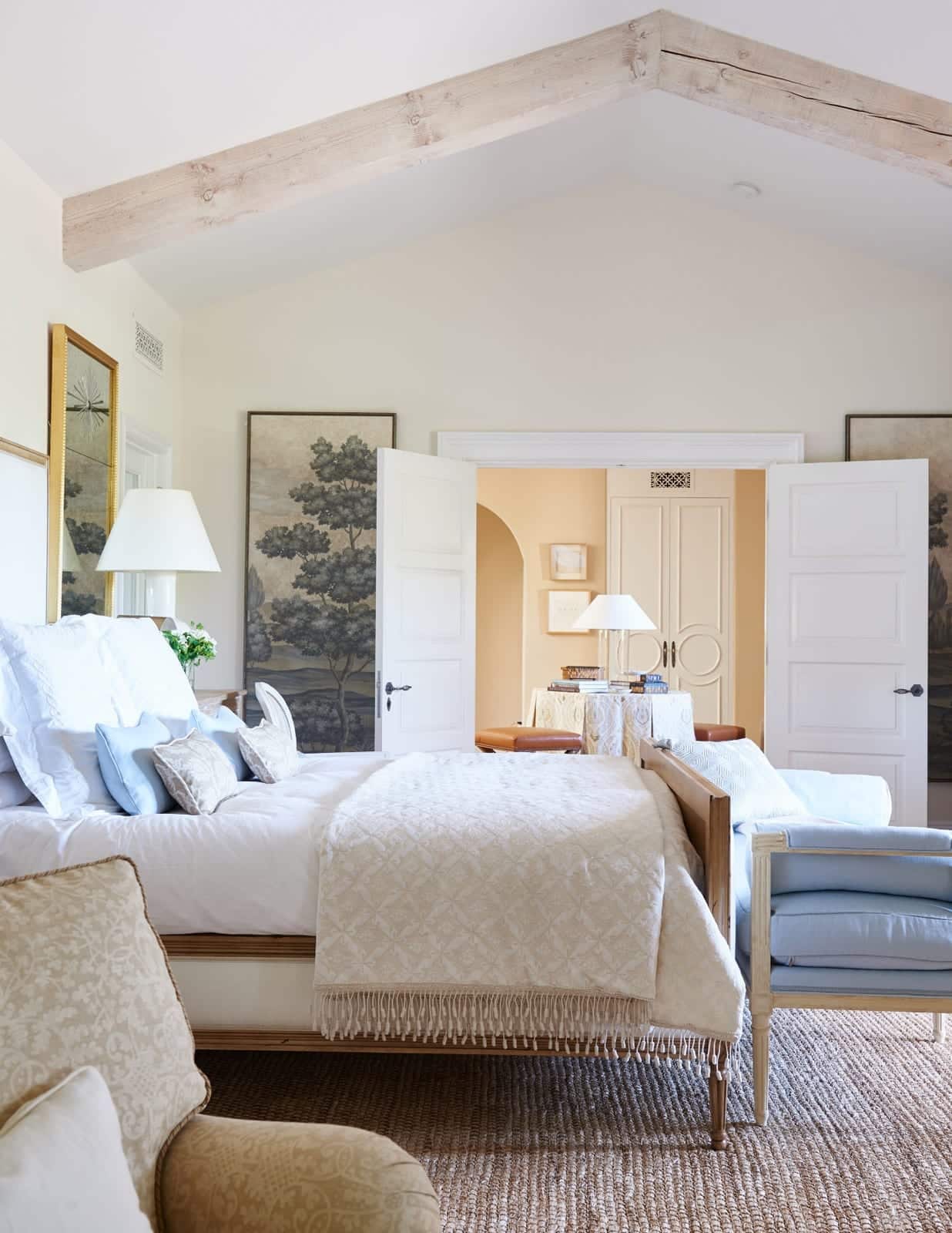 Interior Designer Mark Sikes,  known for his timeless and sophisticated style, seamlessly merges classic allure with modern sophistication in these beautiful bedrooms. Amy Neunsinger Photography