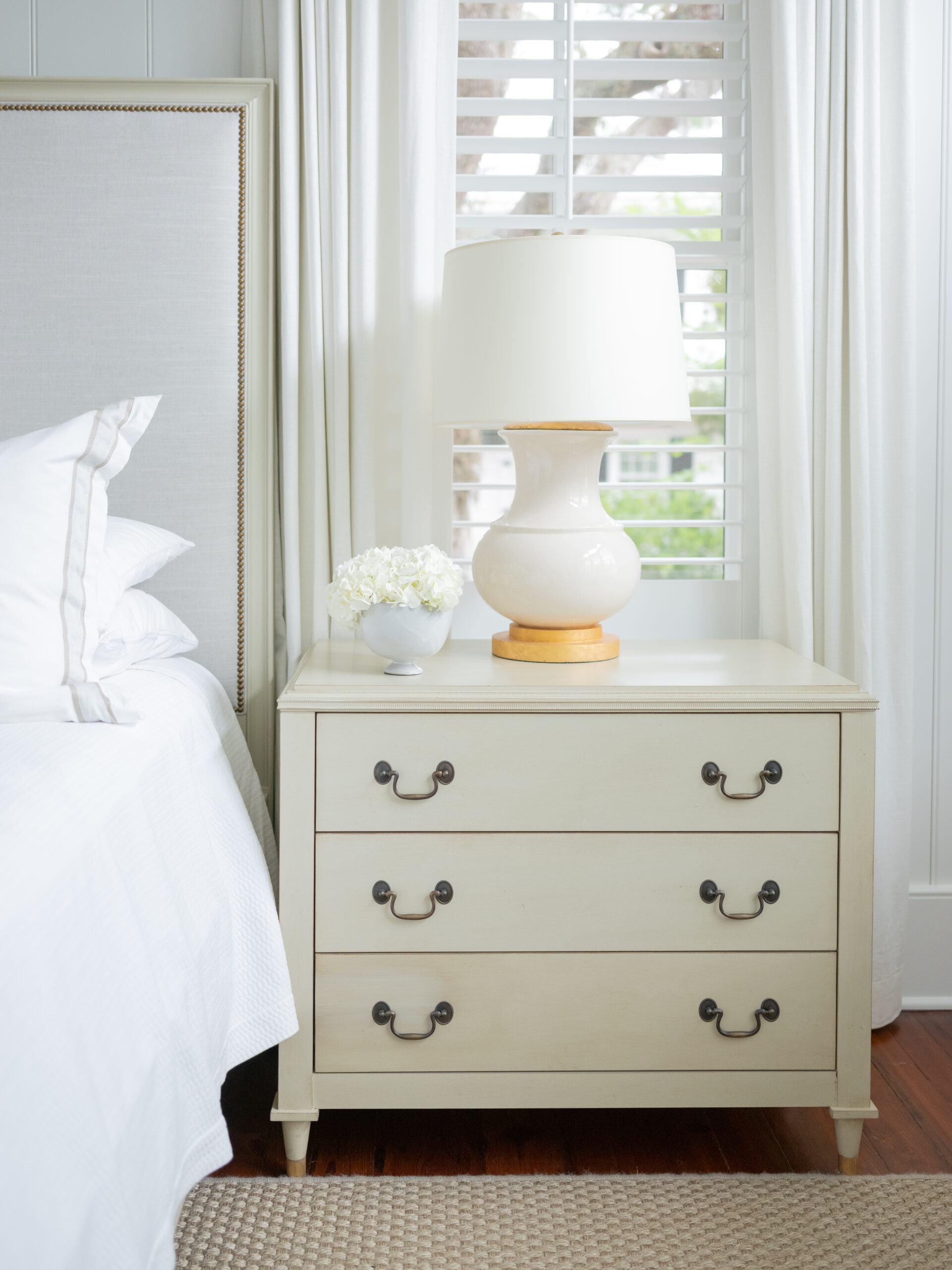 Life–and houses–are all about the details. And no one embraces that philosophy better than Leah Bailey Interiors . From the largest room to the tiniest nook, nothing is overlooked, Kelli Boyd Photography - white nightstand