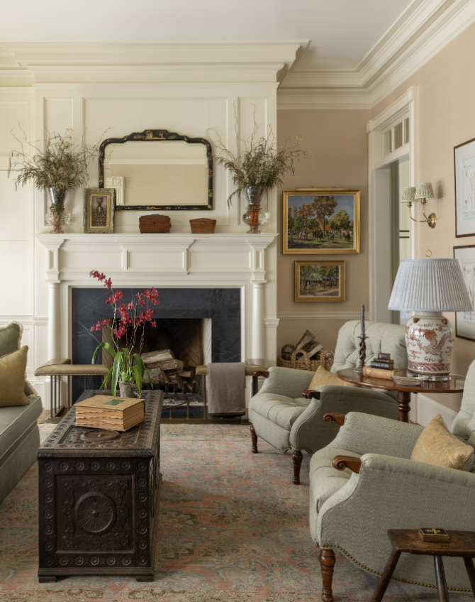 Stunning classic living room with timeless details from architect T.S. Adams - love the beautiful architectural details