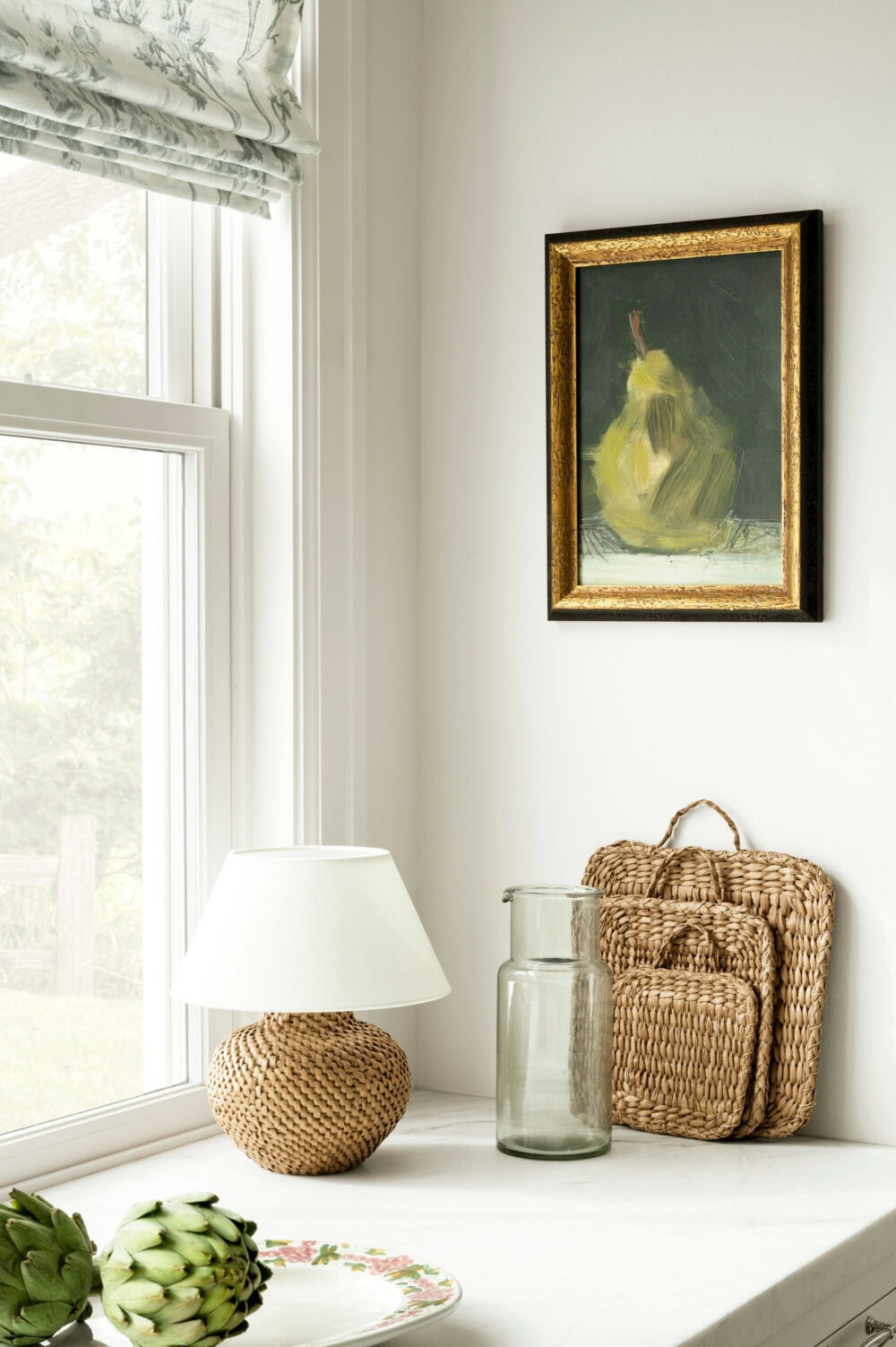 Love the use of texture from the lam and trays in this Studio McGee kitchen