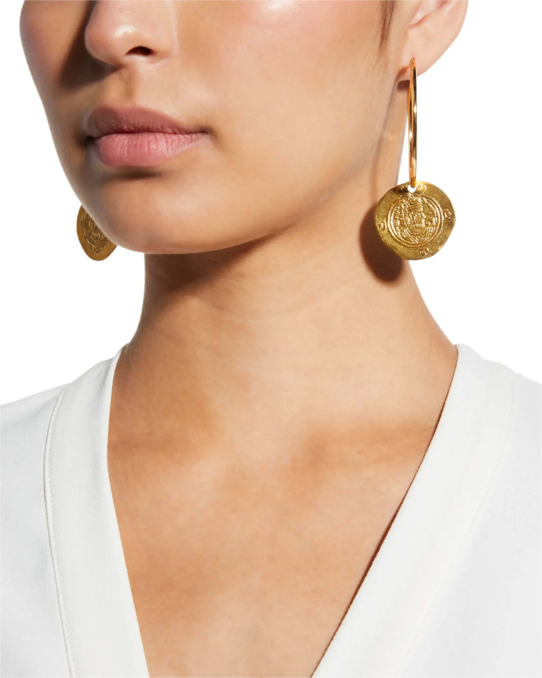 Fashionable Earrings - neiman marcus - gold hoops