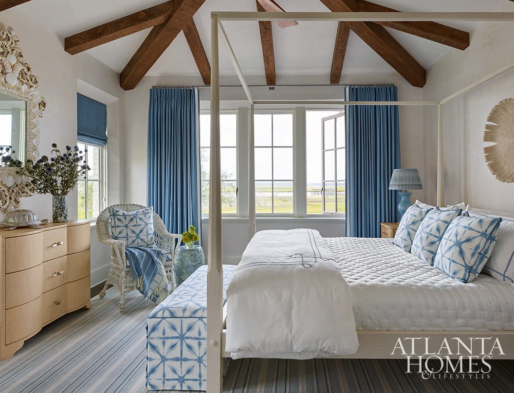 Who couldn’t help but fall in love at first sight with this stunning Sea Island home? In calming colors and soothing tones, this home is nothing short of a sanctuary–with views for day. Atlanta Homes & Lifestyles Interior Designer: Courtney Giles Interiors,  Architect: Josh G. Youngner Architect, Builder: The Van Waters Company, Original Architect: Thomas Thaddeus Truett Architect, 